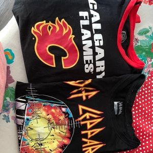 Flames Pajans and def leppard tee